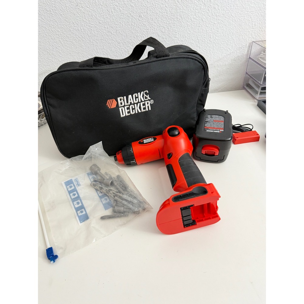 Black & Decker 12V Cordless Pivoting Screwdriver Kit with Bits Bag and Charger